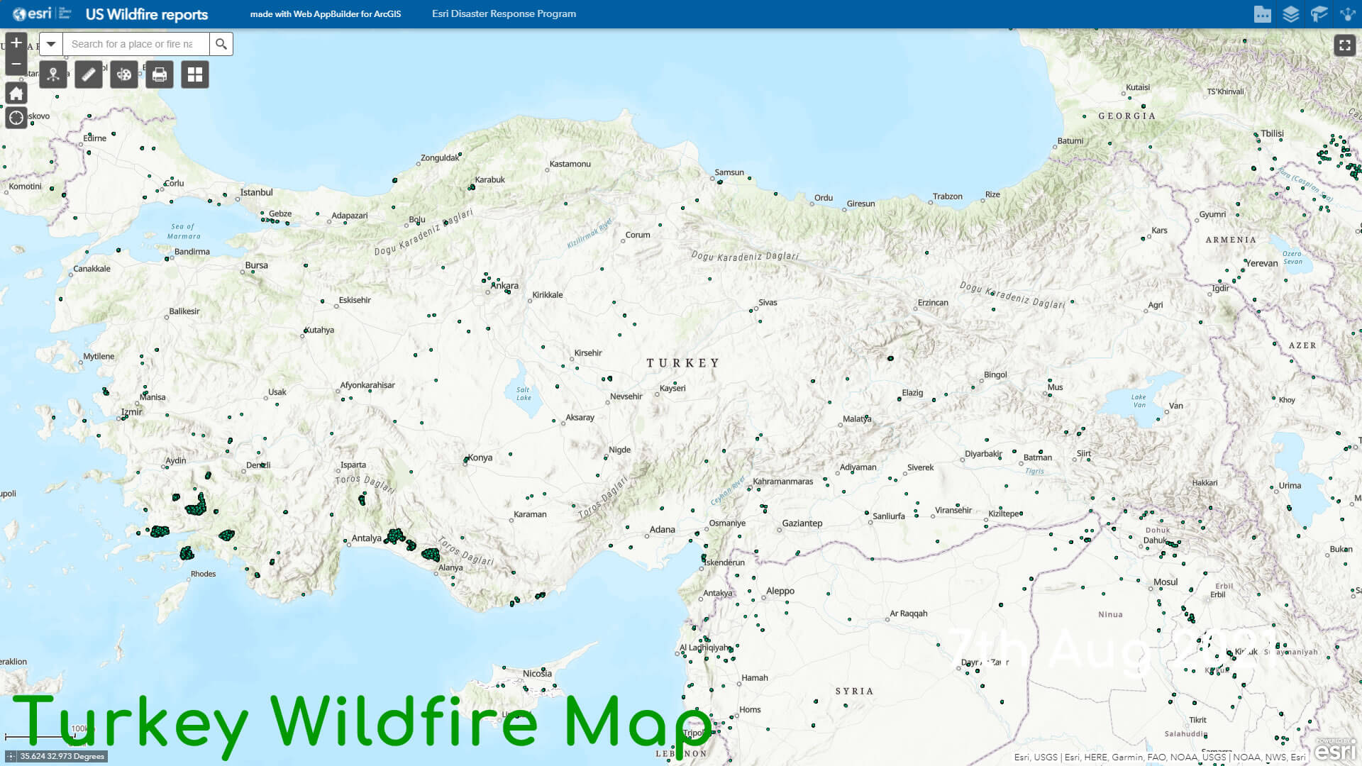 Turkey Wildfire Map